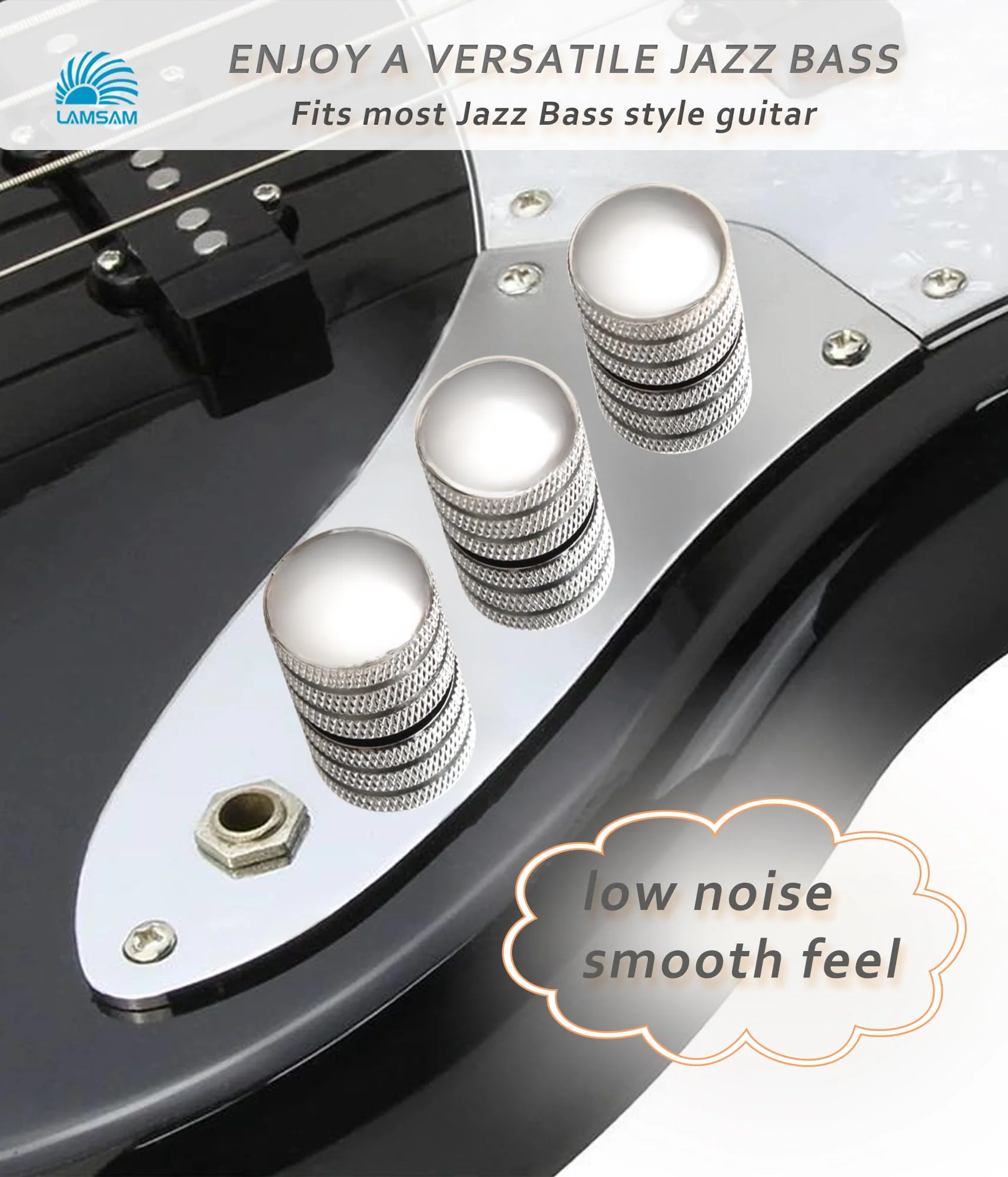 𝙋𝙧𝙚𝙬𝙞𝙧𝙚𝙙 𝘾𝙤𝙣𝙩𝙧𝙤𝙡 𝙋𝙡𝙖𝙩𝙚 for Jazz Bass Guitar, Loaded Guitar Control Board Wired with Alpha Potentiometers Full Contact Output Jack, As Luthier's Replacement Parts, Chrome-02 chrome/red - Image 2