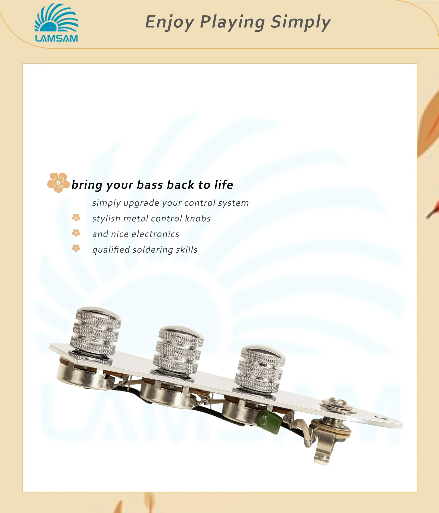 𝙋𝙧𝙚𝙬𝙞𝙧𝙚𝙙 𝘾𝙤𝙣𝙩𝙧𝙤𝙡 𝙋𝙡𝙖𝙩𝙚 for Jazz Bass Guitar, Loaded Guitar Control Board Wired with Alpha Potentiometers Full Contact Output Jack, As Luthier's Replacement Parts, Chrome-02 chrome/red - Image 4