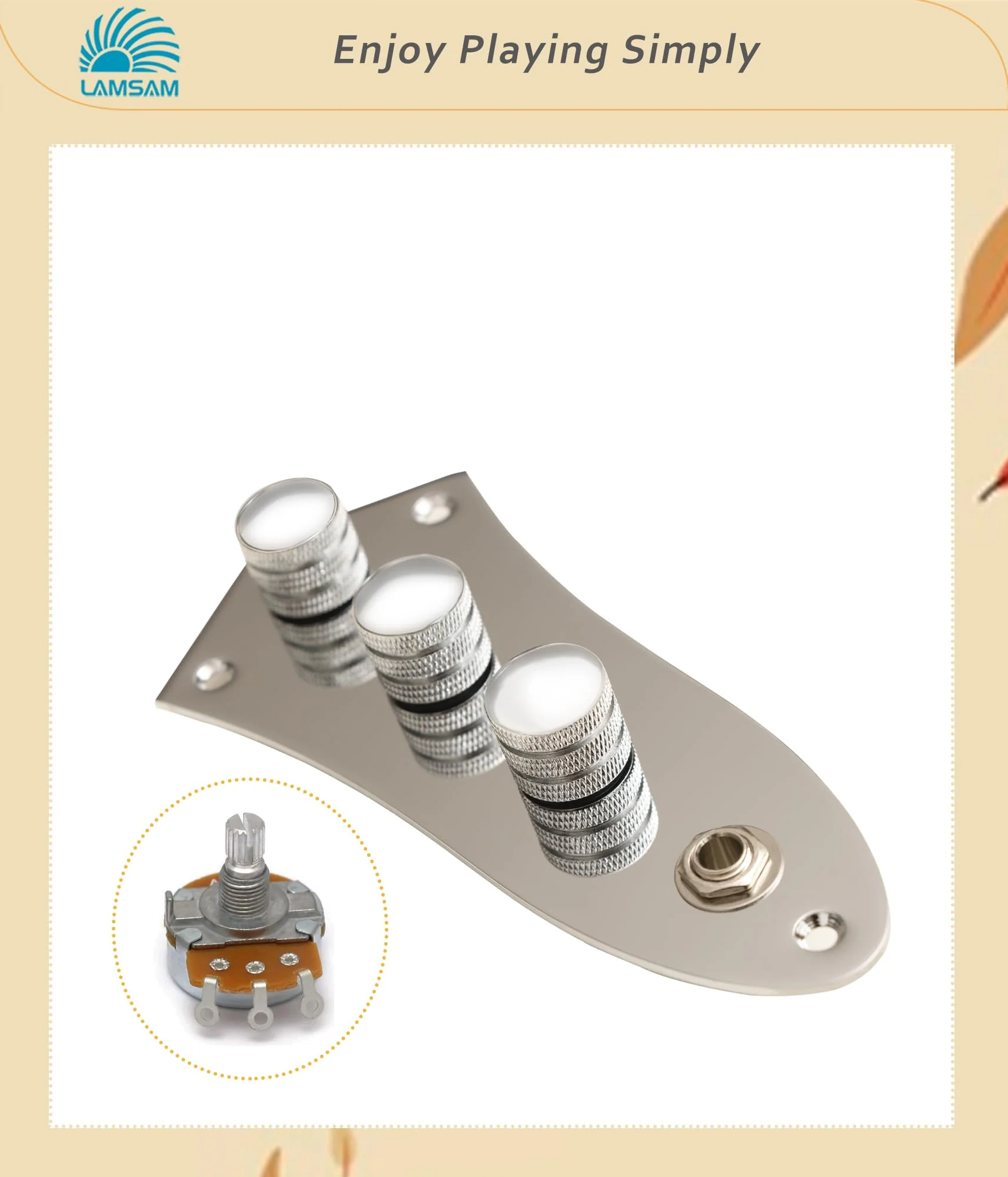 𝙋𝙧𝙚𝙬𝙞𝙧𝙚𝙙 𝘾𝙤𝙣𝙩𝙧𝙤𝙡 𝙋𝙡𝙖𝙩𝙚 for Jazz Bass Guitar, Loaded Guitar Control Board Wired with Alpha Potentiometers Full Contact Output Jack, As Luthier's Replacement Parts, Chrome-02 chrome/red - Image 5