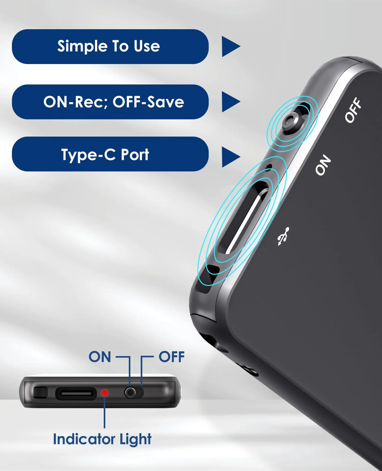 0.25IN Mini Portable 64GB Voice Recorder - Vormooi V15 Digital Voice Activated Recorder with Playback and AI Noise Reduction, 1536Kbps HiFi Audio Recorder Device for Lectures Meetings Classes - Image 6