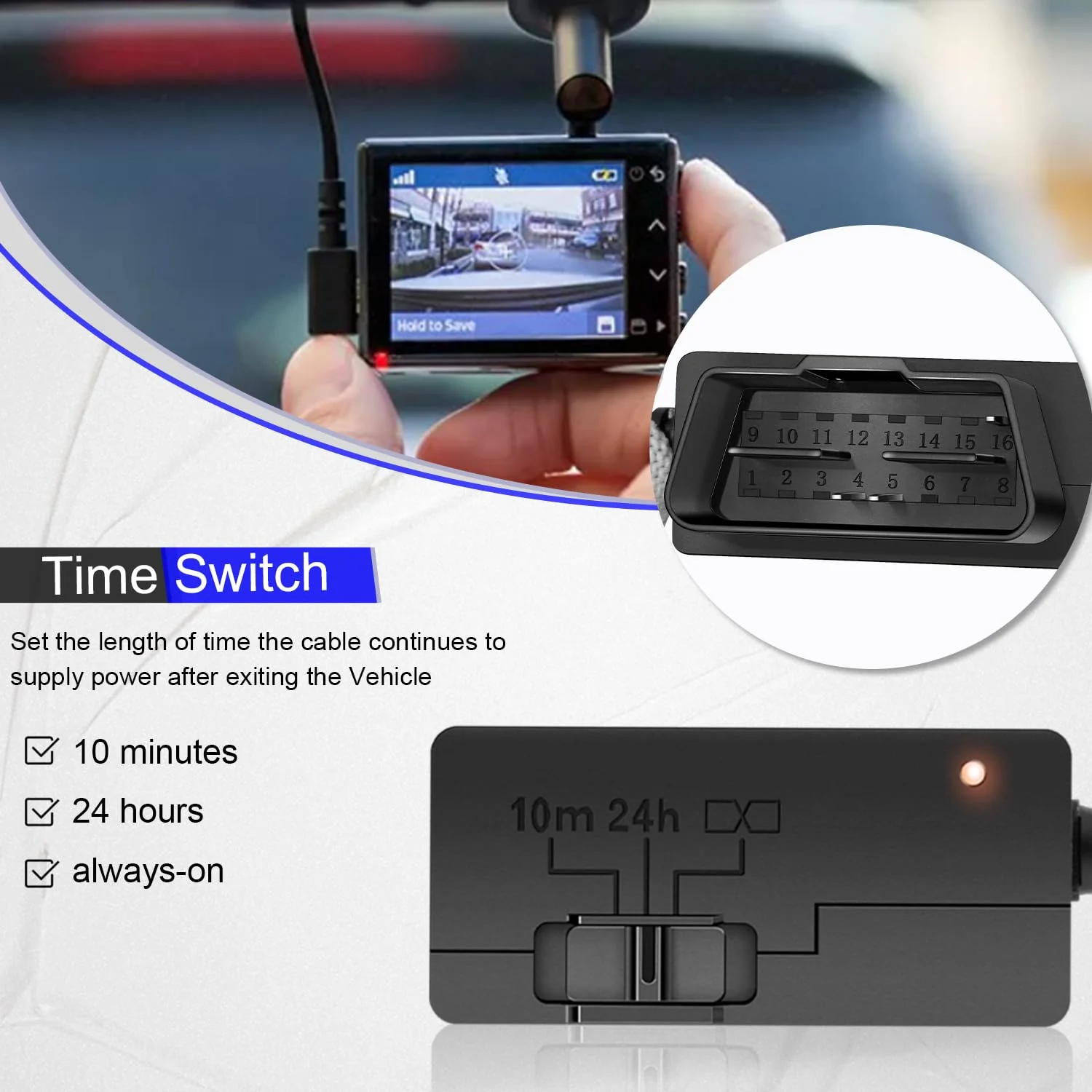 010-12530-23 Constant Vehicle Power Cable for Garmin Dash Cam 46, 47, 56, 57, 66W, 67W, Live, Mini, Mini 2, Tandem, Connect to Vehicle's OBD-II Port for Power Even When Parked and Turned Off - Image 3