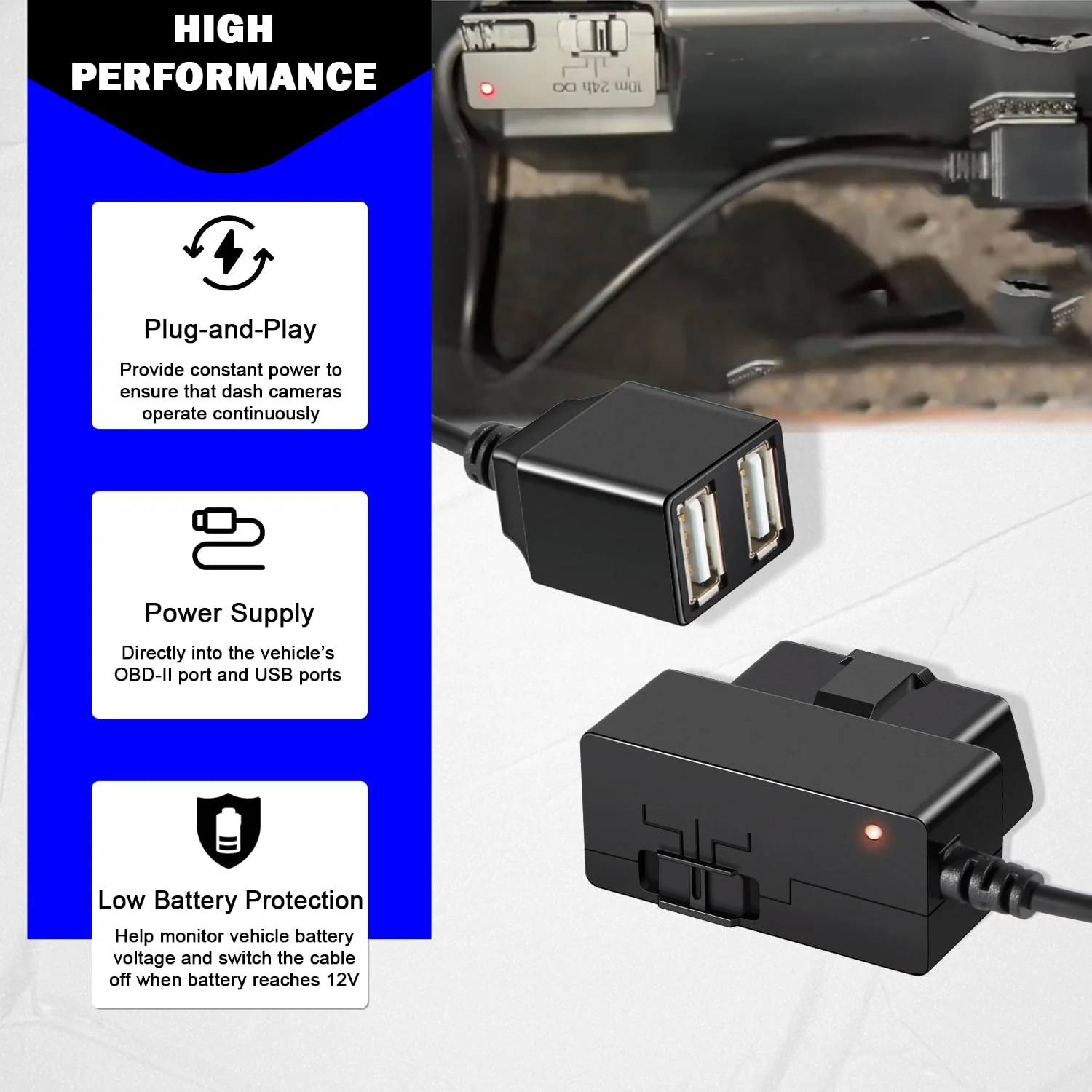 010-12530-23 Constant Vehicle Power Cable for Garmin Dash Cam 46, 47, 56, 57, 66W, 67W, Live, Mini, Mini 2, Tandem, Connect to Vehicle's OBD-II Port for Power Even When Parked and Turned Off - Image 4