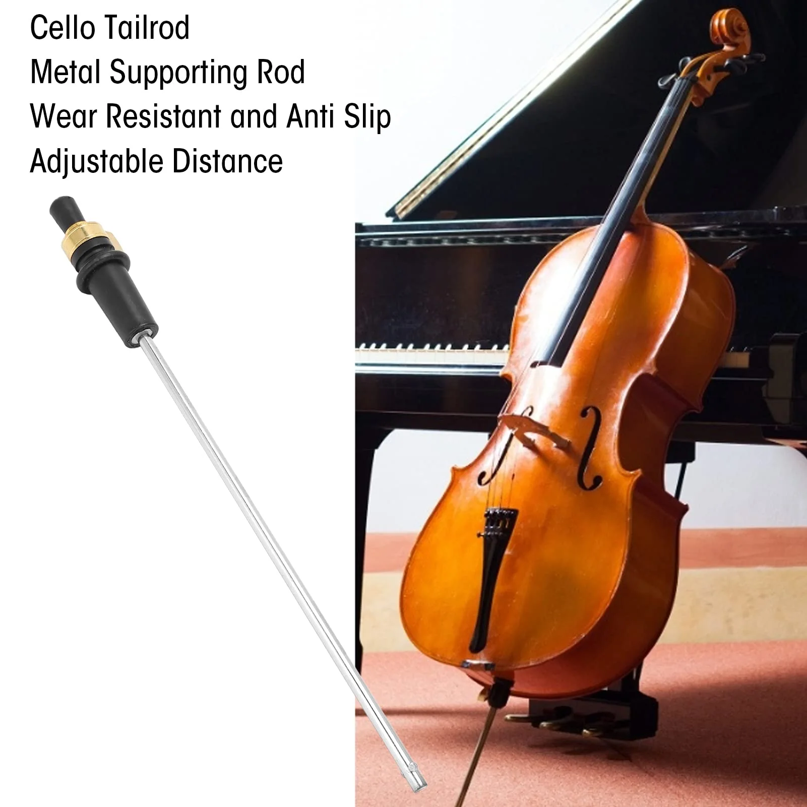 1/2 Cello Tailrod Cello Stands Cello Endpin Stainless Steel Tail Rod Support Musical Instrument Accessory Replacement Part 15.9in - Image 6