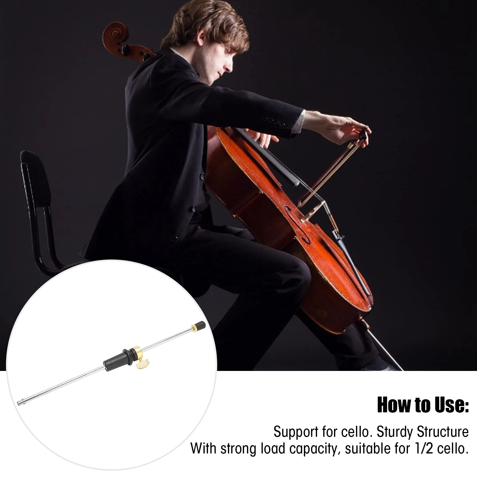 1/2 Cello Tailrod Cello Stands Cello Endpin Stainless Steel Tail Rod Support Musical Instrument Accessory Replacement Part 15.9in - Image 7