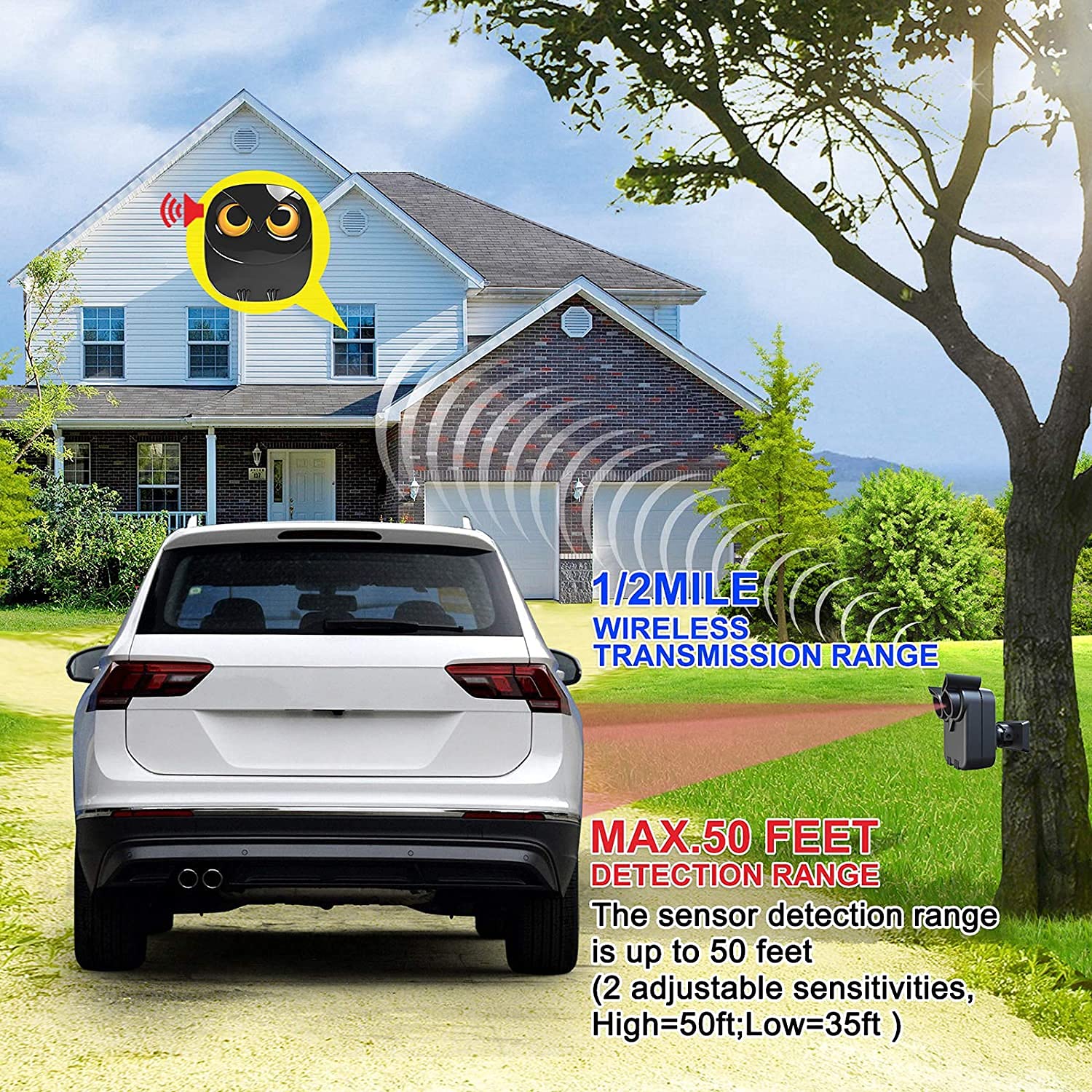 1/2 Mile Long Range Wireless Driveway Alarm-HTZSAFE Outdoor/Indoor Motion Sensor&Detector-DIY Security Alert System- 1 Receiver and 3 Sensor Kit 1 Receiver + 3 Sensor - Image 2