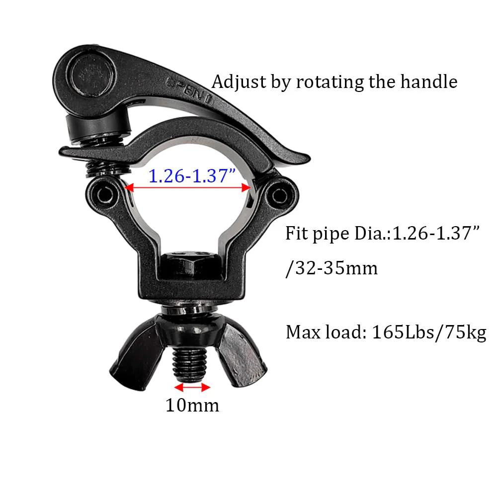 1.26-1.37inch Quick Release Stage Light Clamp Truss Clamps Heavy Duty 165lbs Dj Light Clamps Fit Pipe OD 32-35mm F24 2Pack - Image 2