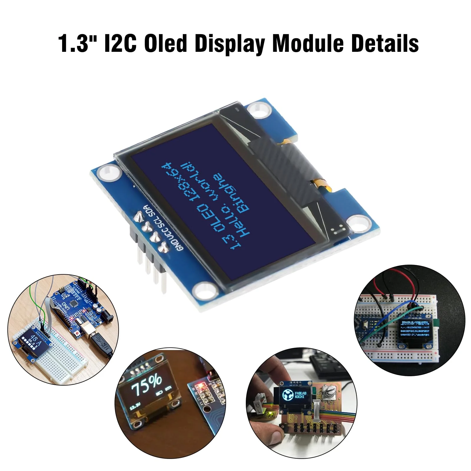 1.3 Inch OLED I2C Display Module Binghe 3 Pieces 1.3 Inch LED OLED Display I2C IIC OLED Display with 1106 Chip 128 x 64 Pixel I2C Screen Display Module with Blue Character Compatible with - Image 4