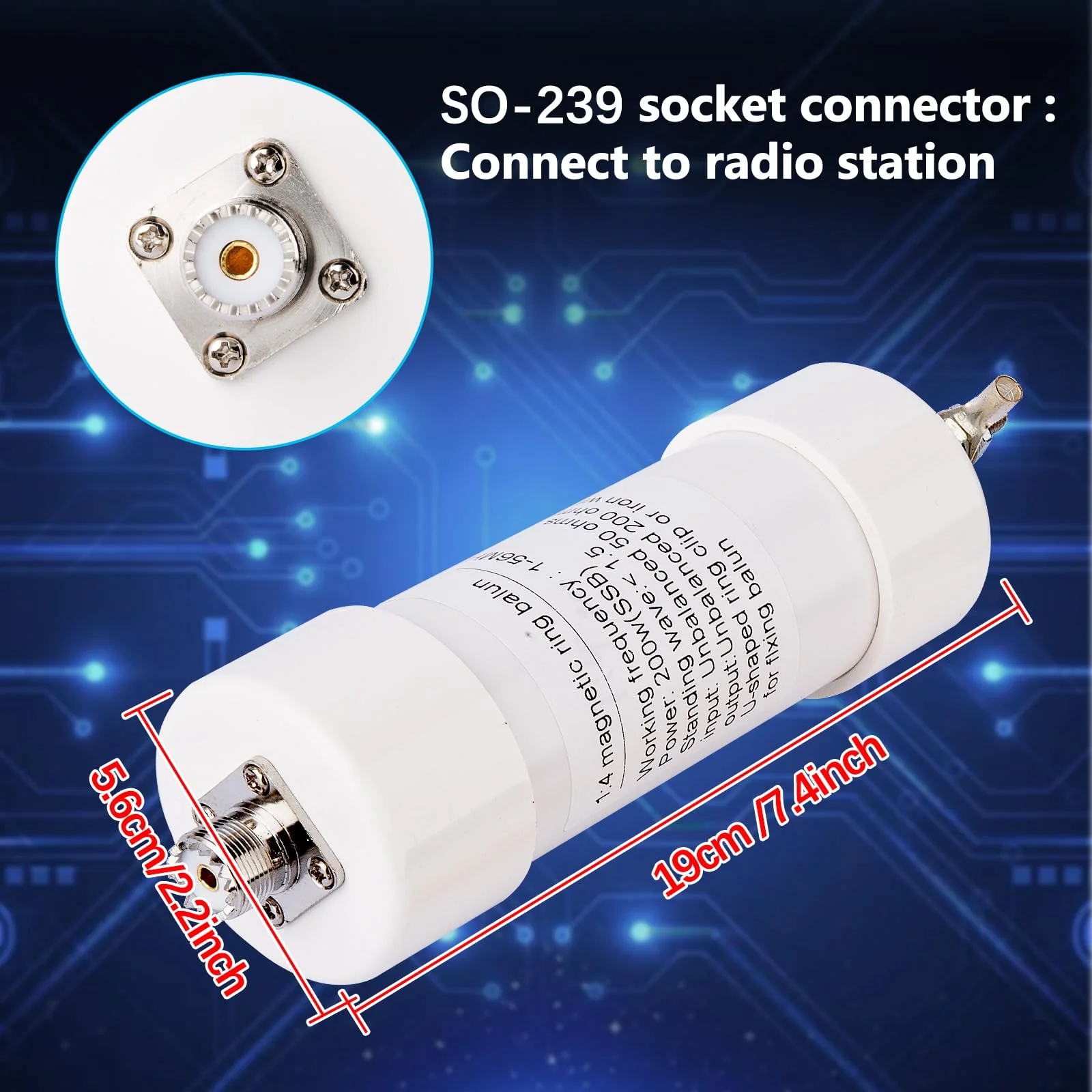 1:4 Balun Antenna 1-56MHz 200W HF Balun DIY Waterproof 50Ω‑200Ω for Winton Shortwave Antenna HAM Radio white 1:4 - Image 5