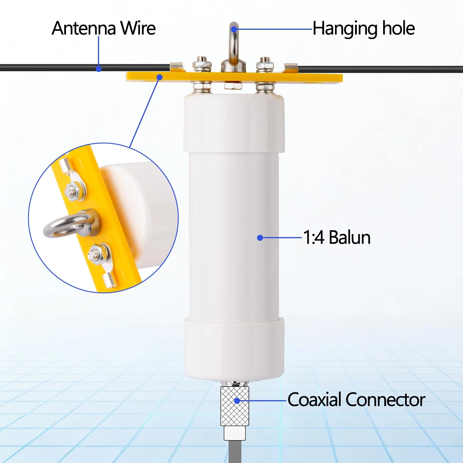 1:4 Balun Antenna 1-56MHz 200W HF Balun DIY Waterproof 50Ω‑200Ω for Winton Shortwave Antenna HAM Radio white 1:4 - Image 6