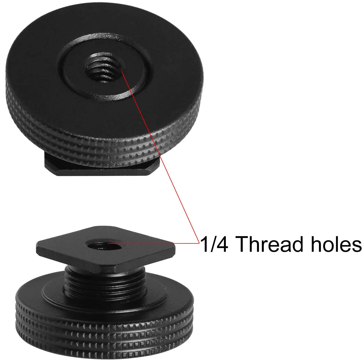1/4" Female Thread to Hot Shoe Adapter LUORNG 2PCS Hot Shoe Mount Adapter with 1/4 to 1/4 inch Male Screw for Magic Arm, Video Light,Monitor - Image 2