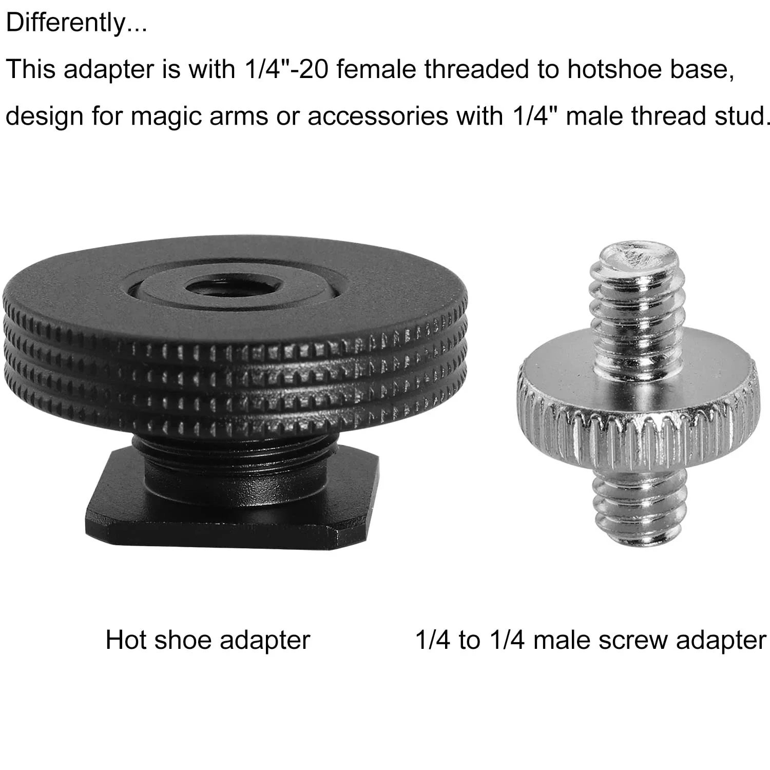 1/4" Female Thread to Hot Shoe Adapter LUORNG 2PCS Hot Shoe Mount Adapter with 1/4 to 1/4 inch Male Screw for Magic Arm, Video Light,Monitor - Image 5