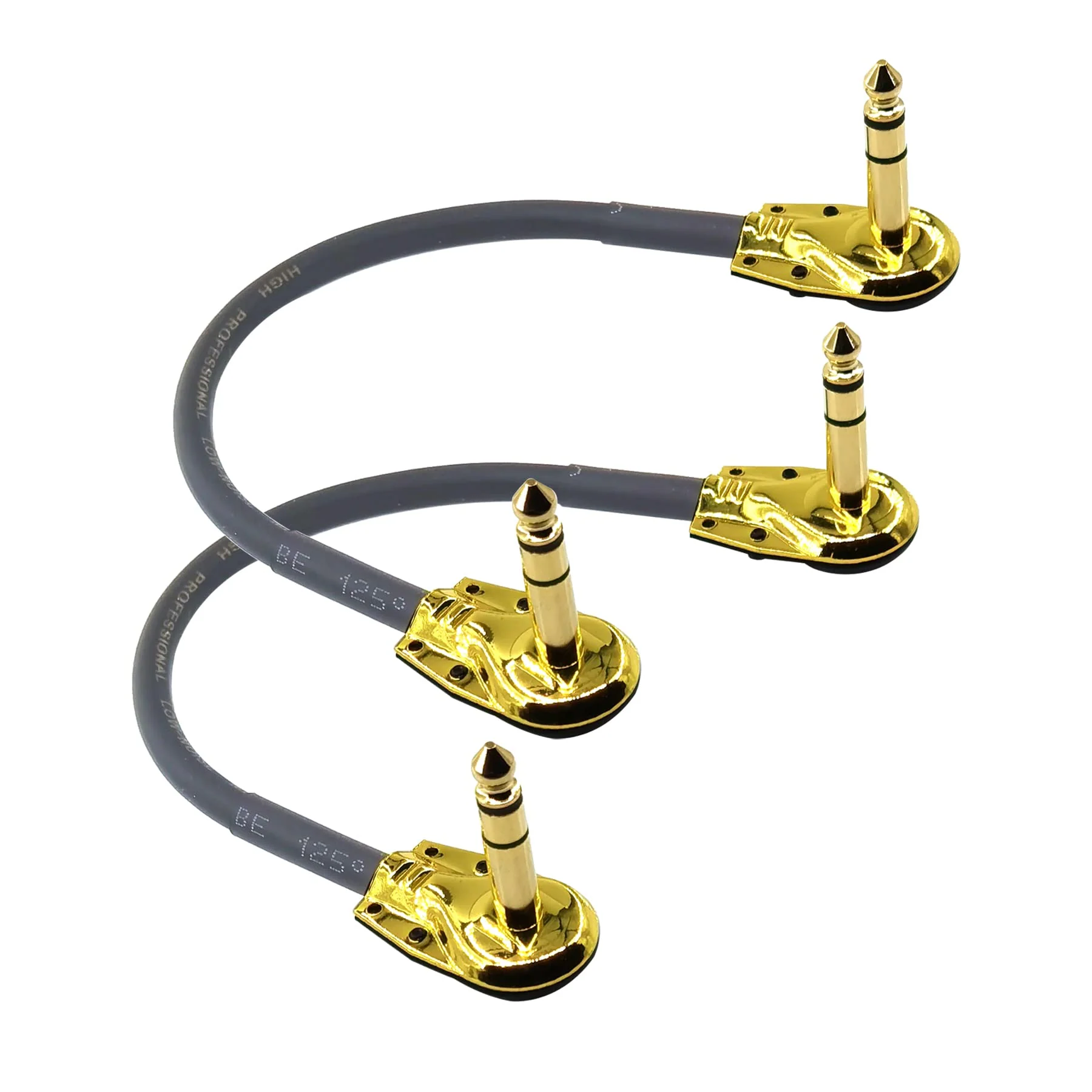 1/4 inch Right Angle TRS Stereo Dual Channel Guitar Flat Patch Cable Low Profile Pancake Design 1 feet 2 Pack (1 feet) - Image 2