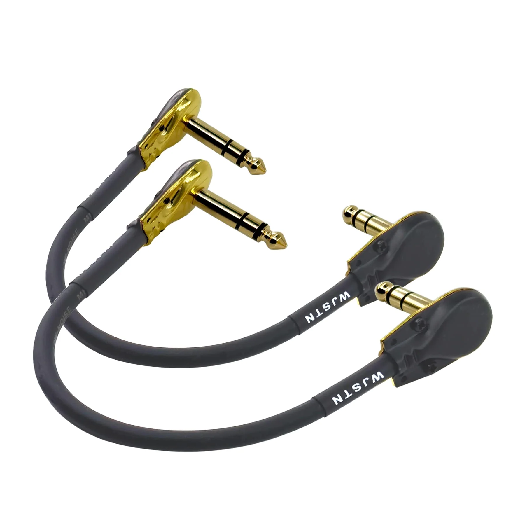 1/4 inch Right Angle TRS Stereo Dual Channel Guitar Flat Patch Cable Low Profile Pancake Design 1 feet 2 Pack (1 feet) - Image 3