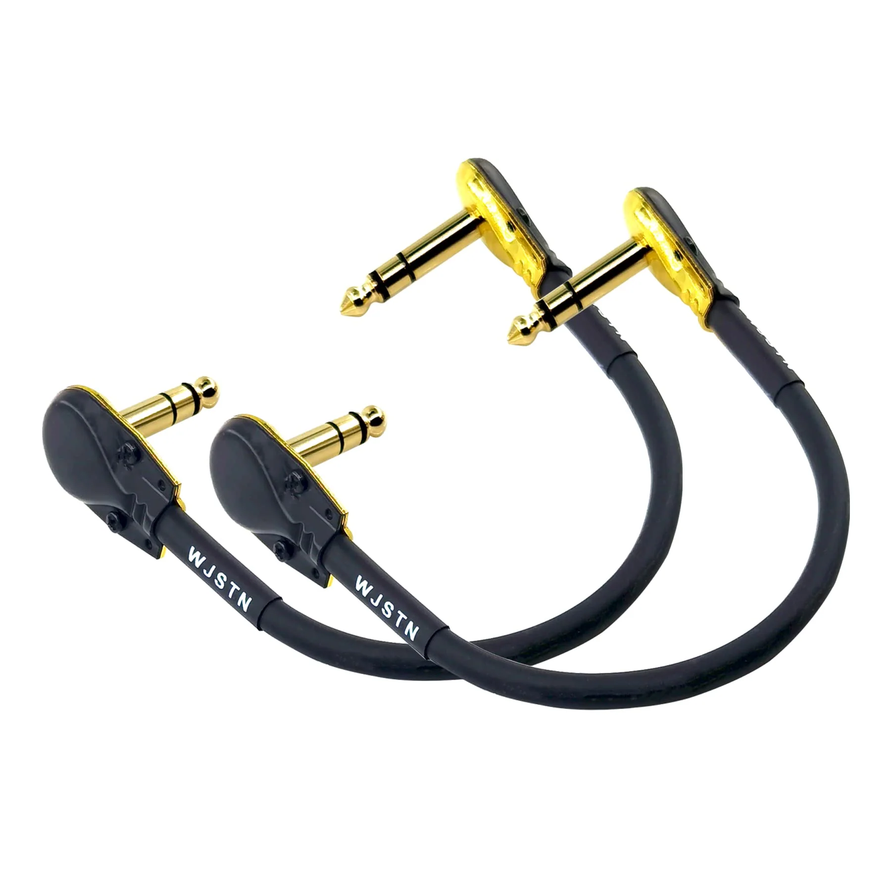 1/4 inch Right Angle TRS Stereo Dual Channel Guitar Flat Patch Cable Low Profile Pancake Design 1 feet 2 Pack (1 feet) - Image 4