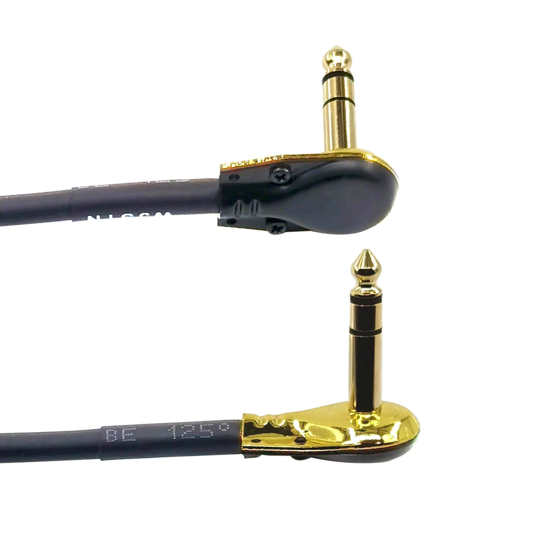 1/4 inch Right Angle TRS Stereo Dual Channel Guitar Flat Patch Cable Low Profile Pancake Design 1 feet 2 Pack (1 feet) - Image 5