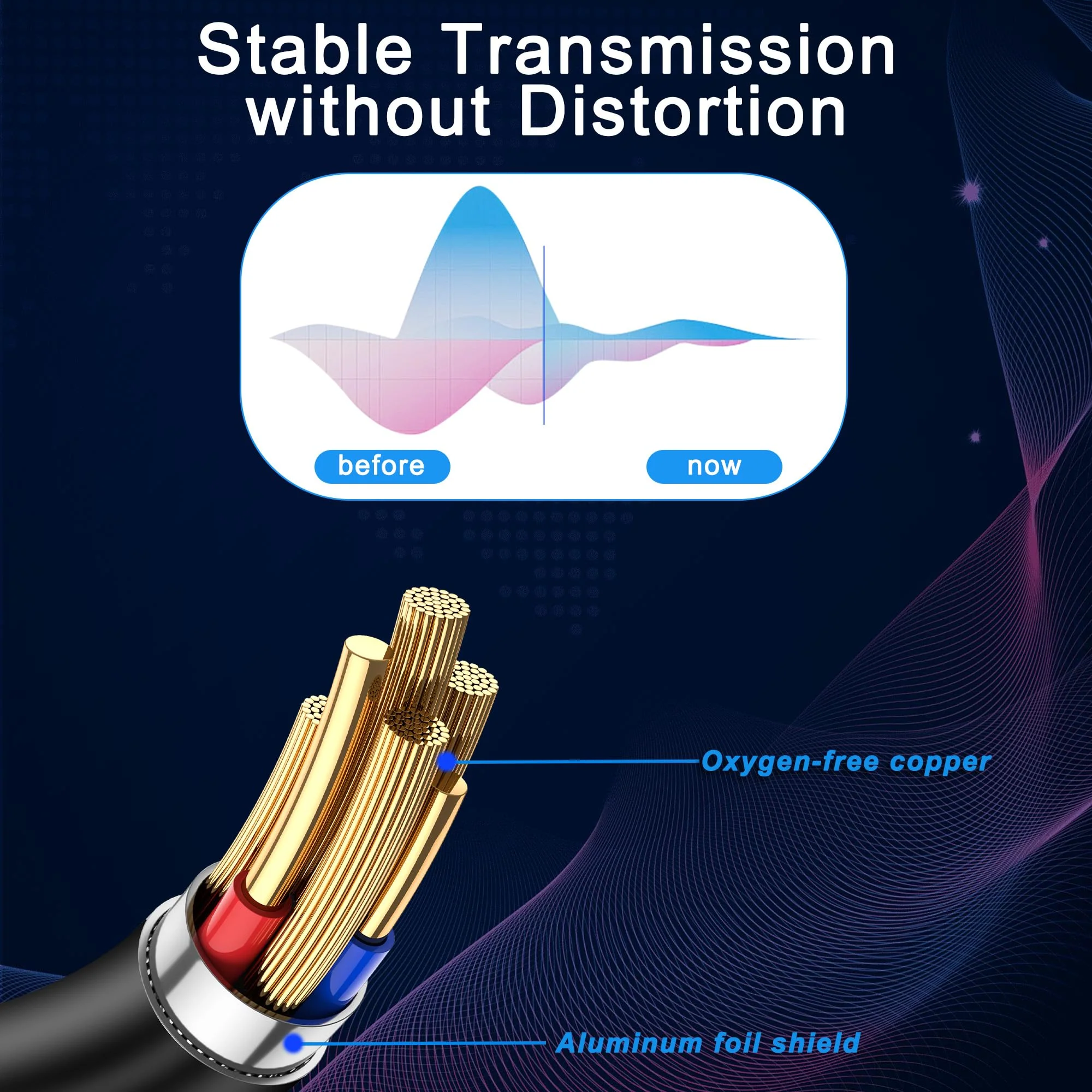 1/4 inch TRS Stereo Cable 6.35mm Male to 6.35mm Male TRS Stereo Audio Cable 0.98FT 1/4" Instrument Stereo Aux Jack Adapter Cable for Guitar Bass Amplifier 2pcs - Image 4