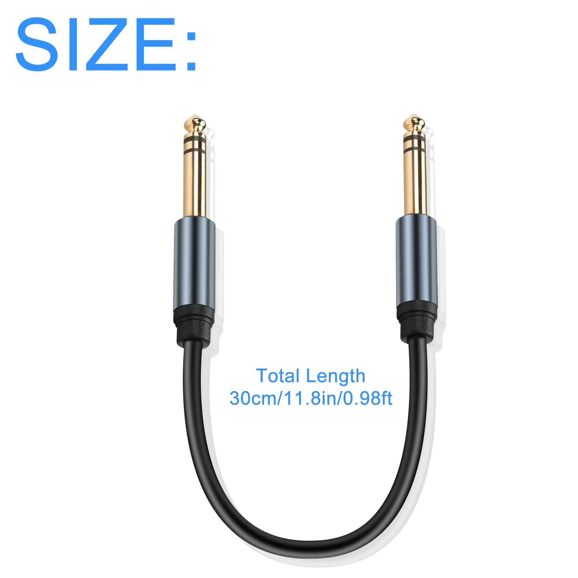 1/4 inch TRS Stereo Cable 6.35mm Male to 6.35mm Male TRS Stereo Audio Cable 0.98FT 1/4" Instrument Stereo Aux Jack Adapter Cable for Guitar Bass Amplifier 2pcs - Image 7