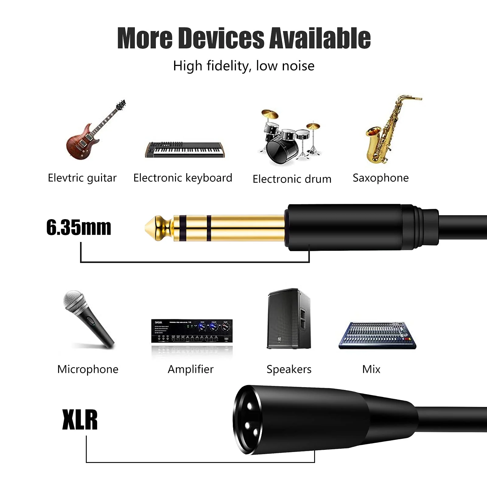 1/4 Inch TRS to XLR Cable 10Ft 2pack, 6.35mm Male to XLR 3 pin Male Balanced Cable,for Microphone, Audio Mixer, Speaker, Studio and More 10Ft-[2pack] - Image 5
