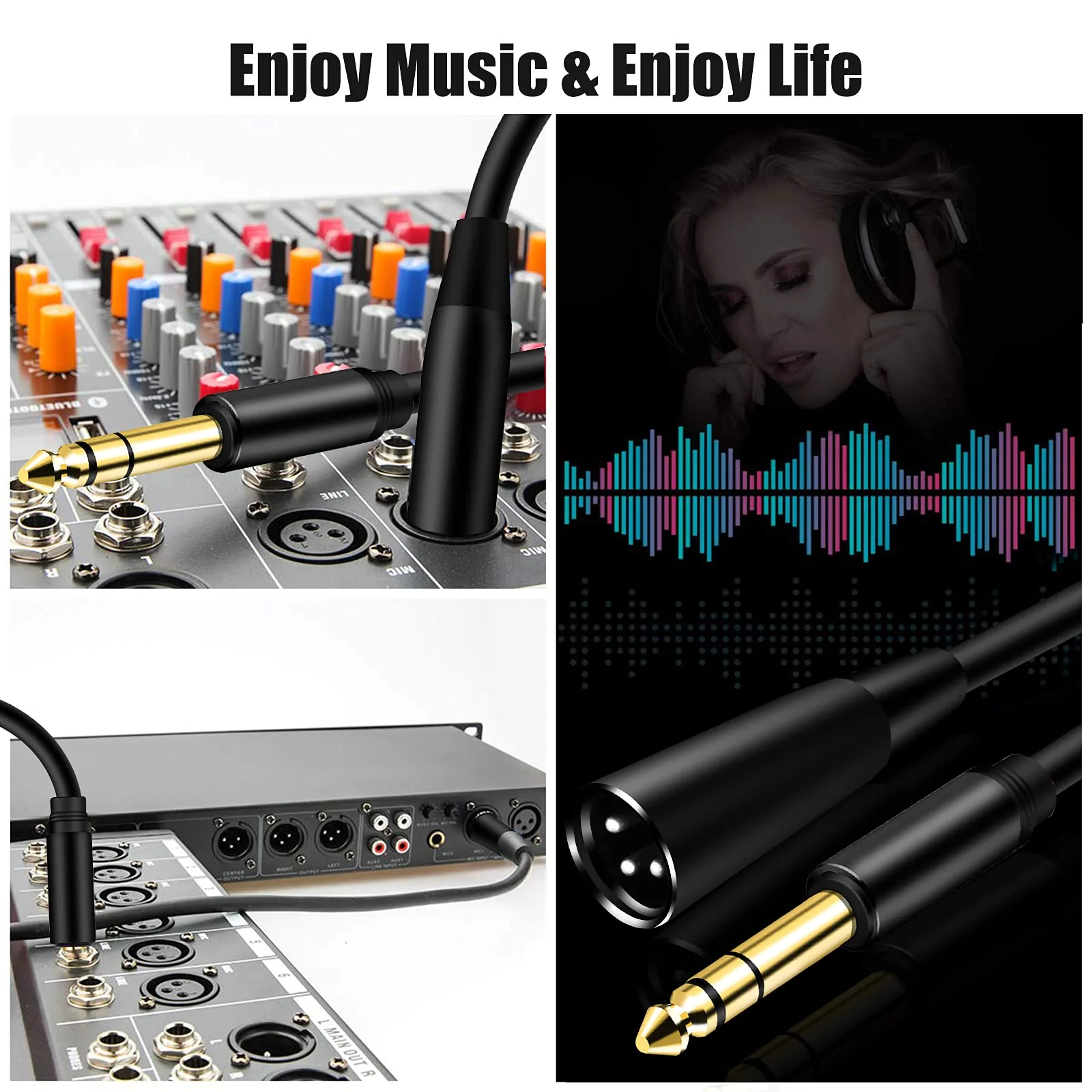 1/4 Inch TRS to XLR Cable 10Ft 2pack, 6.35mm Male to XLR 3 pin Male Balanced Cable,for Microphone, Audio Mixer, Speaker, Studio and More 10Ft-[2pack] - Image 7