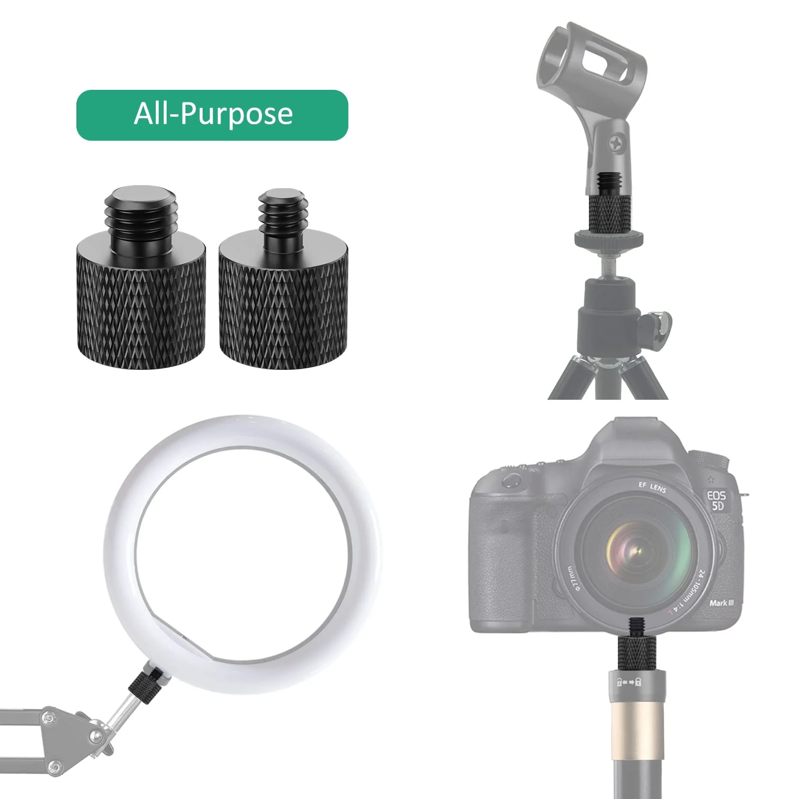 1/4 to 3/8 Tripod Screw Adapter 4 Pcs 1/4 Male to 3/8 Female and 3/8 Male to 1/4 Female Camera Screw Adapter for Camera Mount Tripod Stand Microphone Stand Mic Mount - Image 4