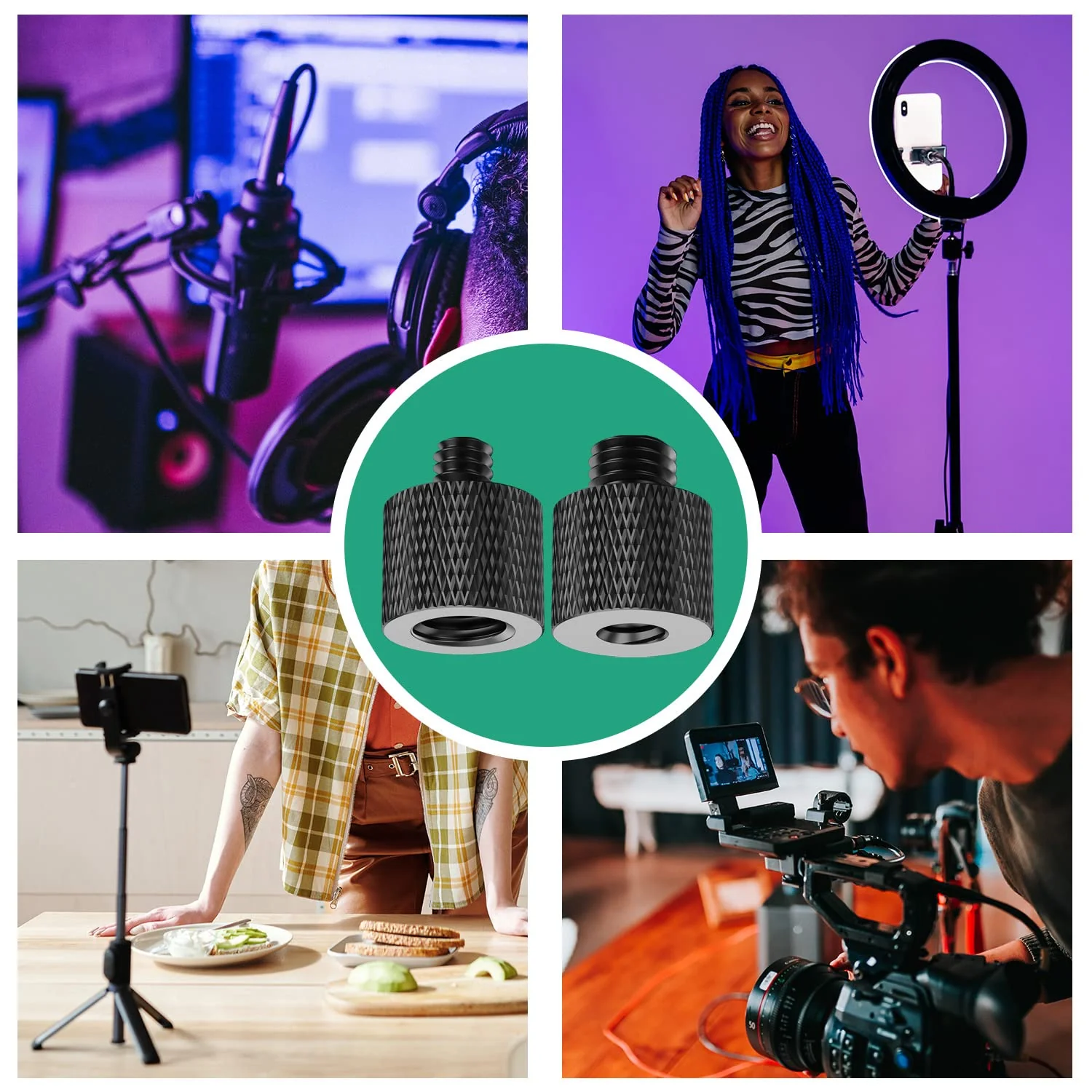 1/4 to 3/8 Tripod Screw Adapter 4 Pcs 1/4 Male to 3/8 Female and 3/8 Male to 1/4 Female Camera Screw Adapter for Camera Mount Tripod Stand Microphone Stand Mic Mount - Image 6