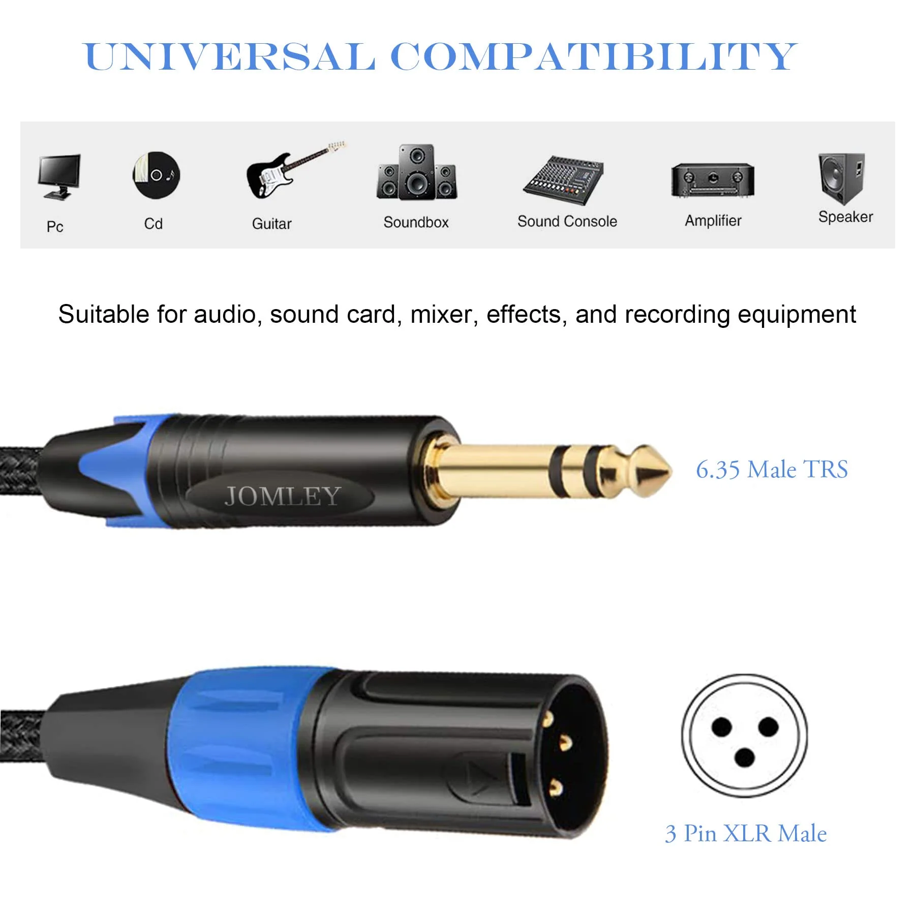 1/4 to XLR Cable, 1/4 inch (6.35 mm) TRS to XLR Male Stereo Balanced Quarter-inch TRS Nylon Braid Interconnect Cord Patch Cable - 15ft 15 feet - Image 2