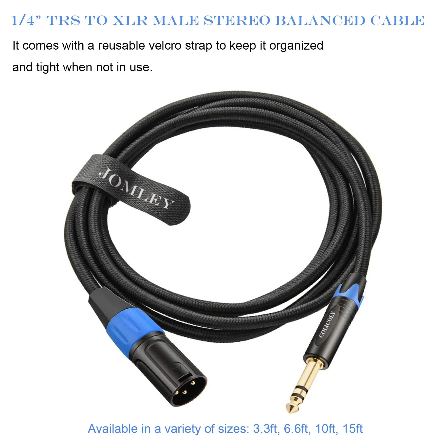1/4 to XLR Cable, 1/4 inch (6.35 mm) TRS to XLR Male Stereo Balanced Quarter-inch TRS Nylon Braid Interconnect Cord Patch Cable - 15ft 15 feet - Image 6