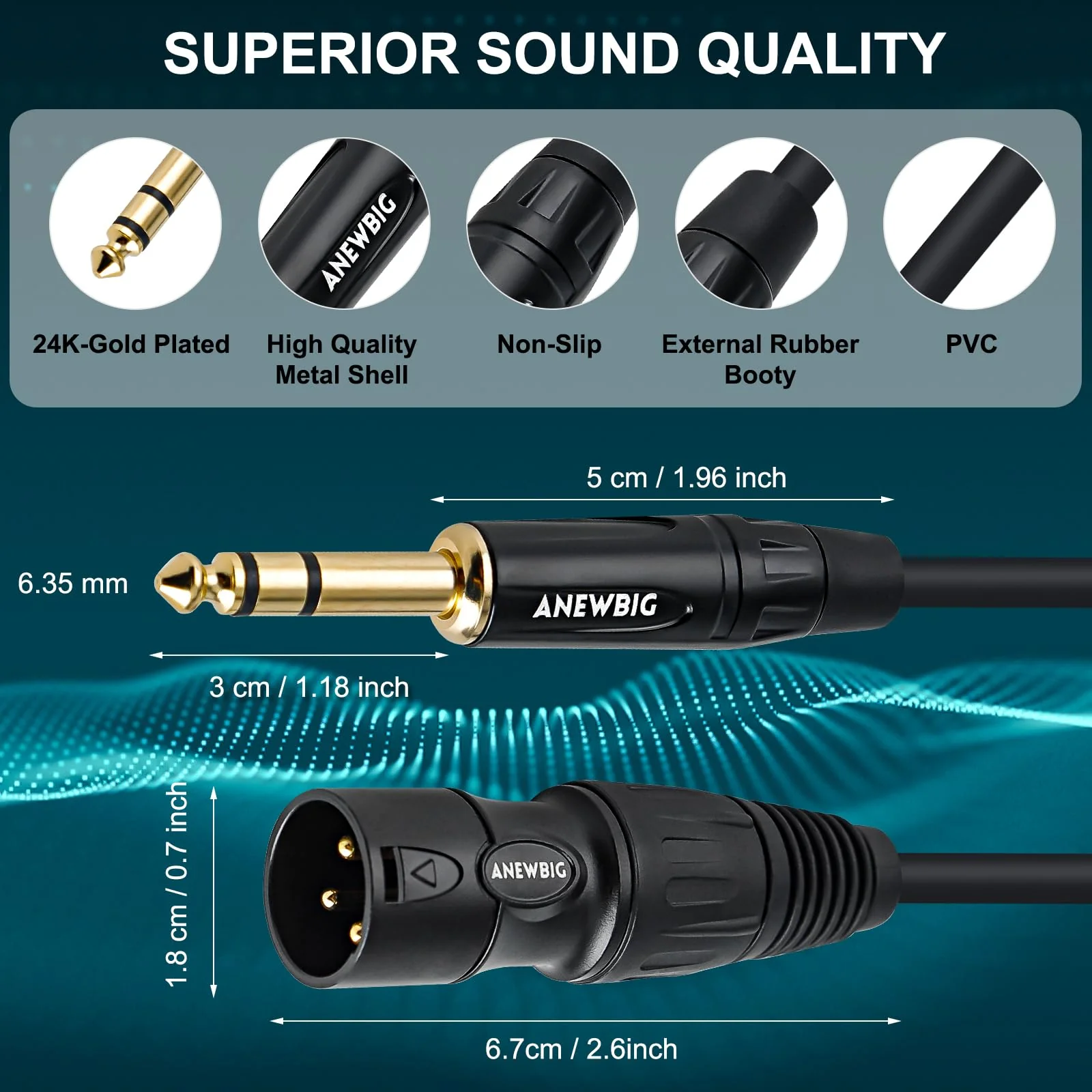 1/4 to XLR Cable, 6.35 mm TRS to XLR Male Cables, Quarter inch TRS Male to XLR Microphone Cord 3.3ft 3.3 Feet - Image 6