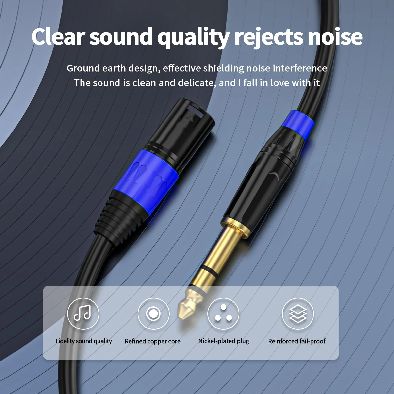 1/4" TRS to XLR 2M Pro Balanced Interconnect Cable,XLR Male to 1/4 Inch (6.35mm) Stereo Balanced Microphone Stereo Audio Converter AdapterCable 2Pack- 6.6ft XLR Male to 6.35mm-2Pack - Image 3