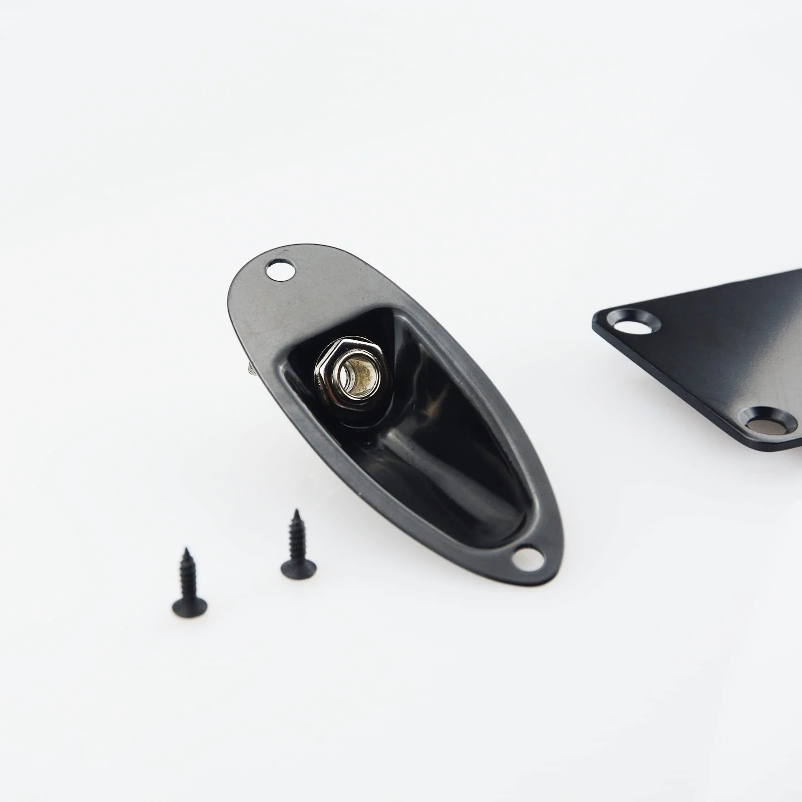 1/4"(6.35mm) Black Oval Guitar Input Output Jack Plate Socket,Guitar Neck Joint Ferrules Bushings with Screws for Fender Strat Tele Guitar or Bass,2PC Guitar Strap Buttons with Strap Blocks - Image 3