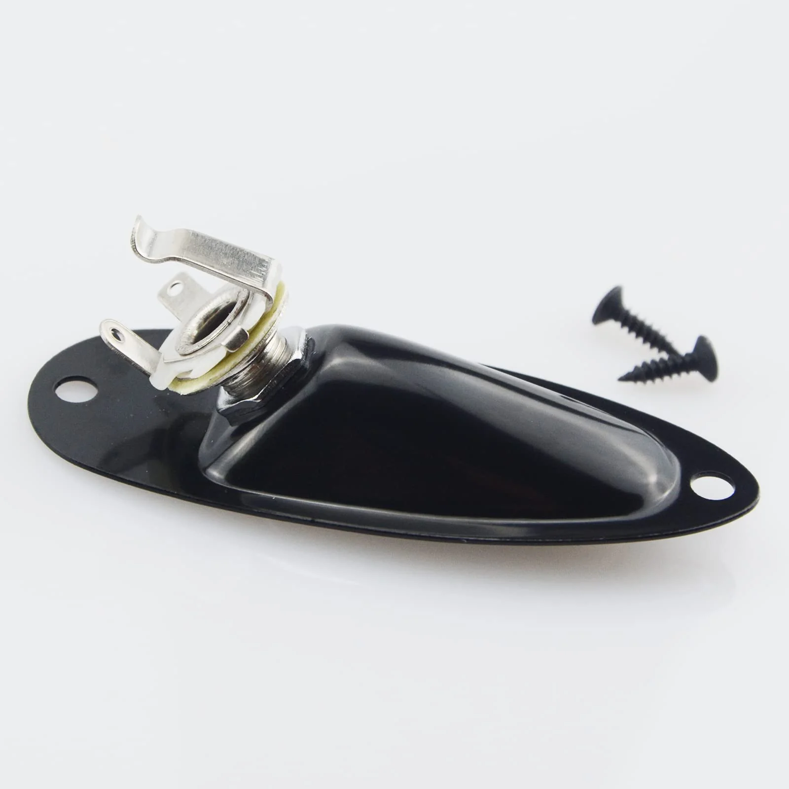 1/4"(6.35mm) Black Oval Guitar Input Output Jack Plate Socket,Guitar Neck Joint Ferrules Bushings with Screws for Fender Strat Tele Guitar or Bass,2PC Guitar Strap Buttons with Strap Blocks - Image 4