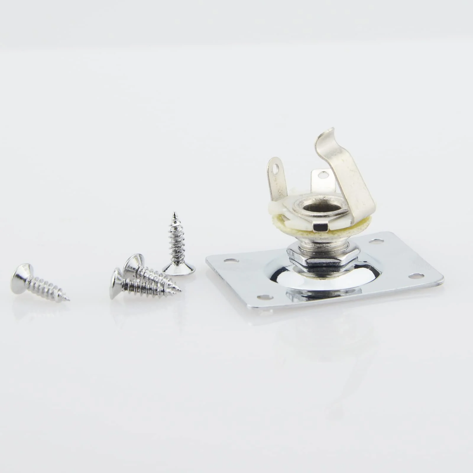 1/4"(6.35mm) Silver Guitar Input Jack Output Plate Jackplate Socket for LP Les Paul Style Electric Guitar,2 PCS Guitar Strap Buttons with Strap Blocks Square Style - Image 4