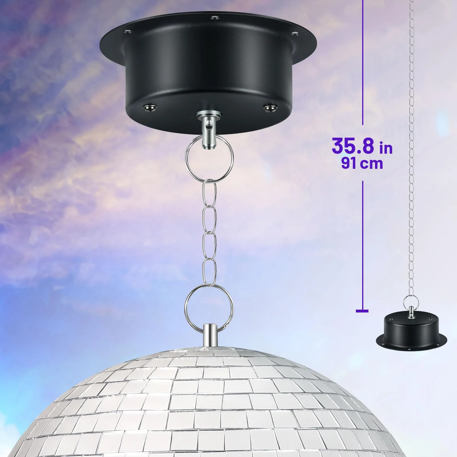 1.5 RPM Speed Disco Ball Motor Heavy Duty Mirror Ball Electric Slow Motor Rotator Supports 4'' - 16'' Mirror Balls for Dj，Family party,Bands,Christm,Party 1.5 RPM Motor - Image 2