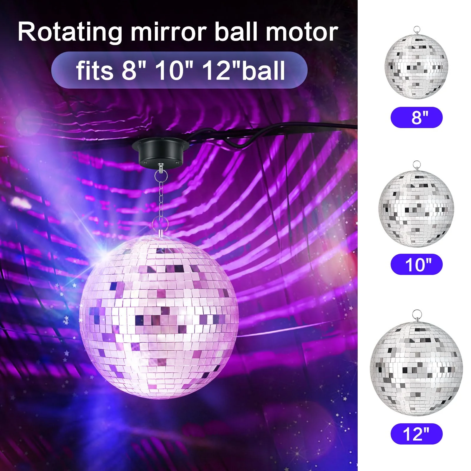 1.5 RPM Speed Disco Ball Motor Heavy Duty Mirror Ball Electric Slow Motor Rotator Supports 4'' - 16'' Mirror Balls for Dj，Family party,Bands,Christm,Party 1.5 RPM Motor - Image 4