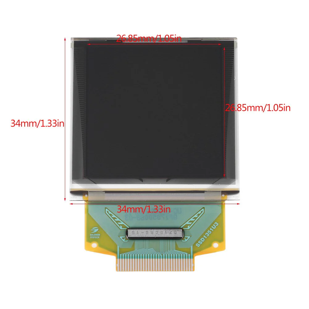 1.5inch OLED Display Module I2C IIC SPI Serial 128*128 Color OLED LCD White Display Module for Arduino, SSD1351 Serial Peripheral OLED Color Display Graphic Module - Image 2
