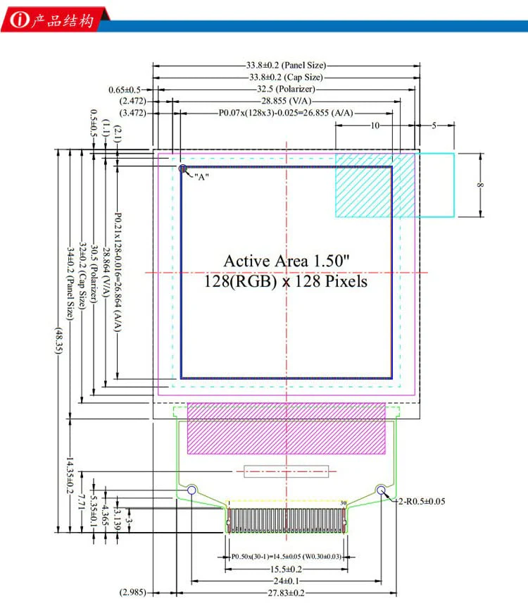 1.5inch OLED Display Module I2C IIC SPI Serial 128*128 Color OLED LCD White Display Module for Arduino, SSD1351 Serial Peripheral OLED Color Display Graphic Module - Image 3