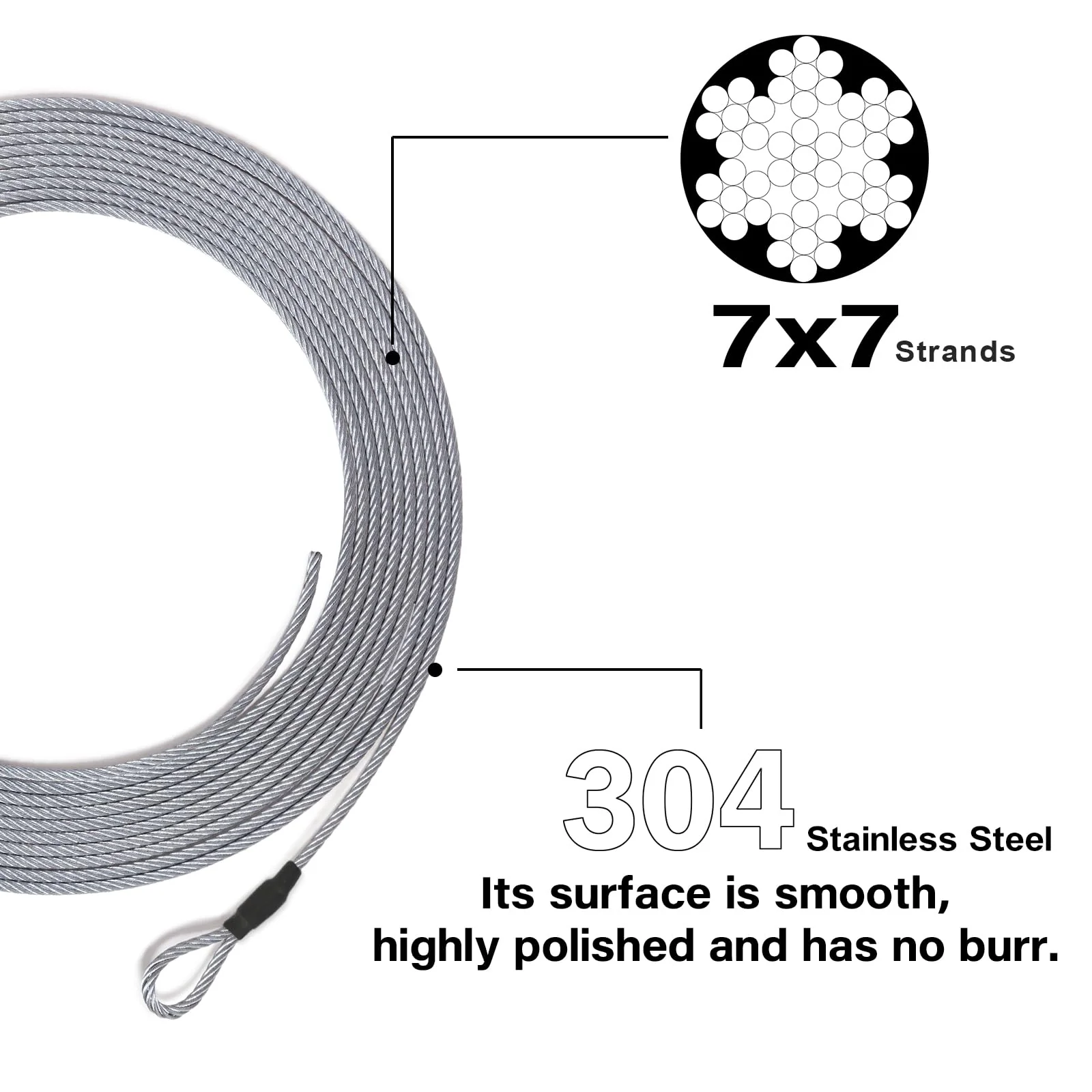 1/8" Stage Light Cables 20 Pack, 2ft Safety Cables with Carabiner Lock for DJ Light Equipments, Stainless Steel Wire Ropes, 120lb Load Capacity 1/8" dia 20pcs - Image 3
