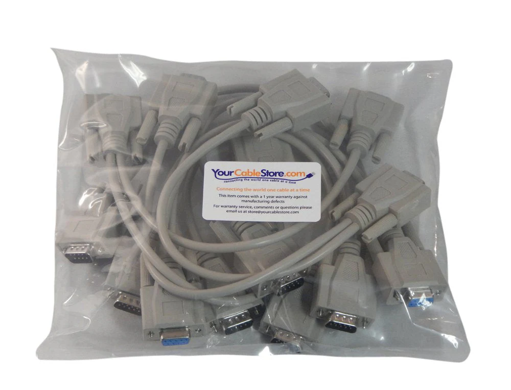 1 Foot 9 Pin Serial Splitter Cable DB9 2 Male / 1 Female RS232 5 Pack - Image 2