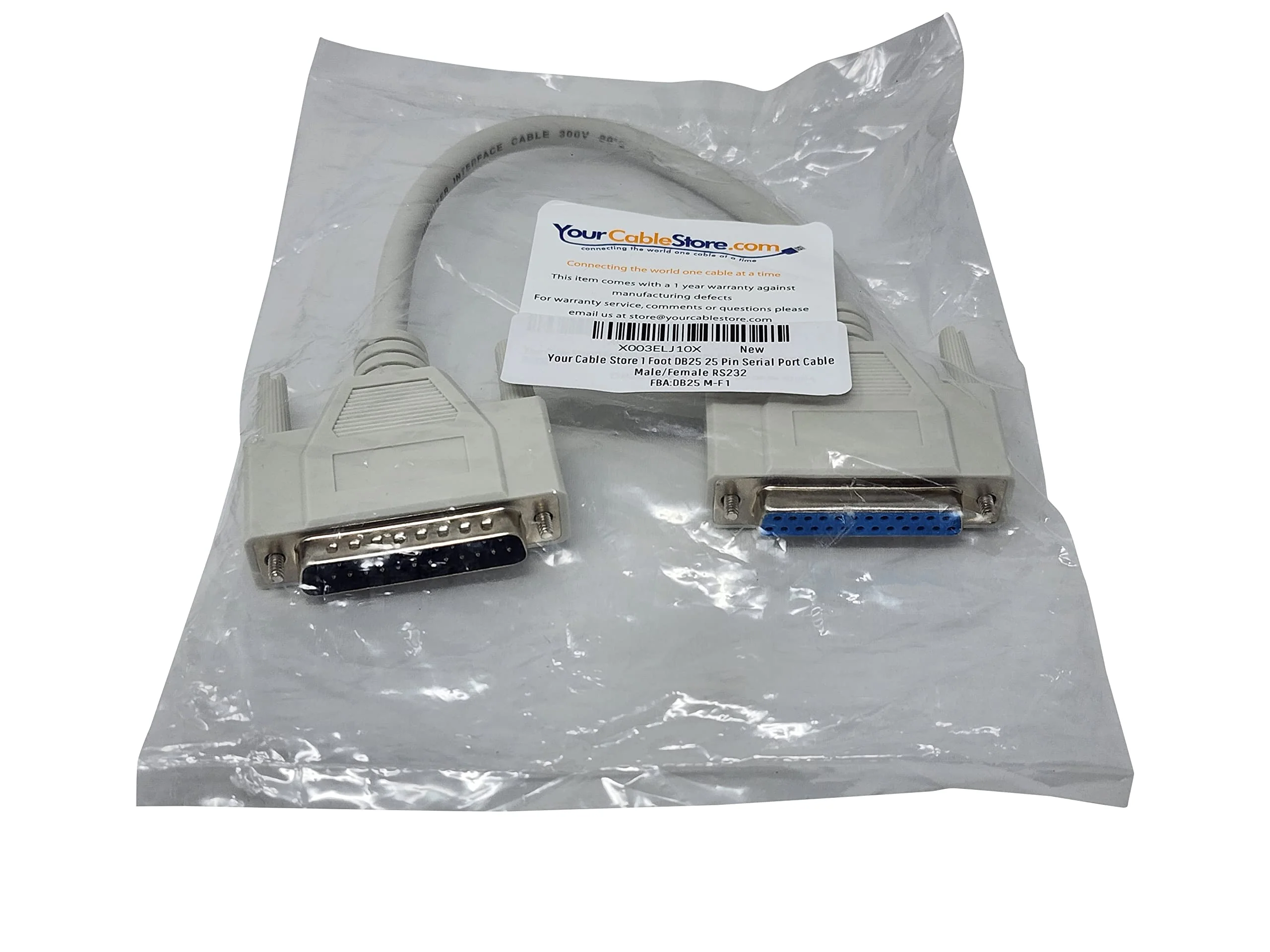 1 Foot DB25 25 Pin Serial Port Cable Male/Female RS232 - Image 2