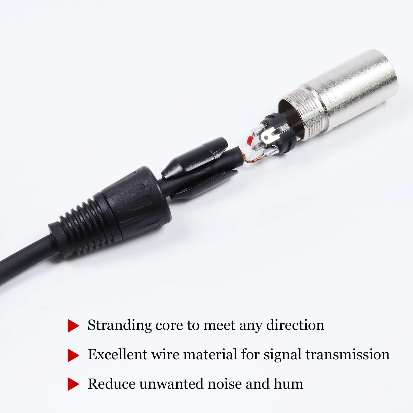 1 Pack of 30 Feet XLR Male to Female Cable - 1pc 30 Ft. 3 Pin Right Angle Balanced XLR Microphone Audio Patch Wire for Amplifier, Mixer, Studio, Podcast Recording 1 pack - Image 4