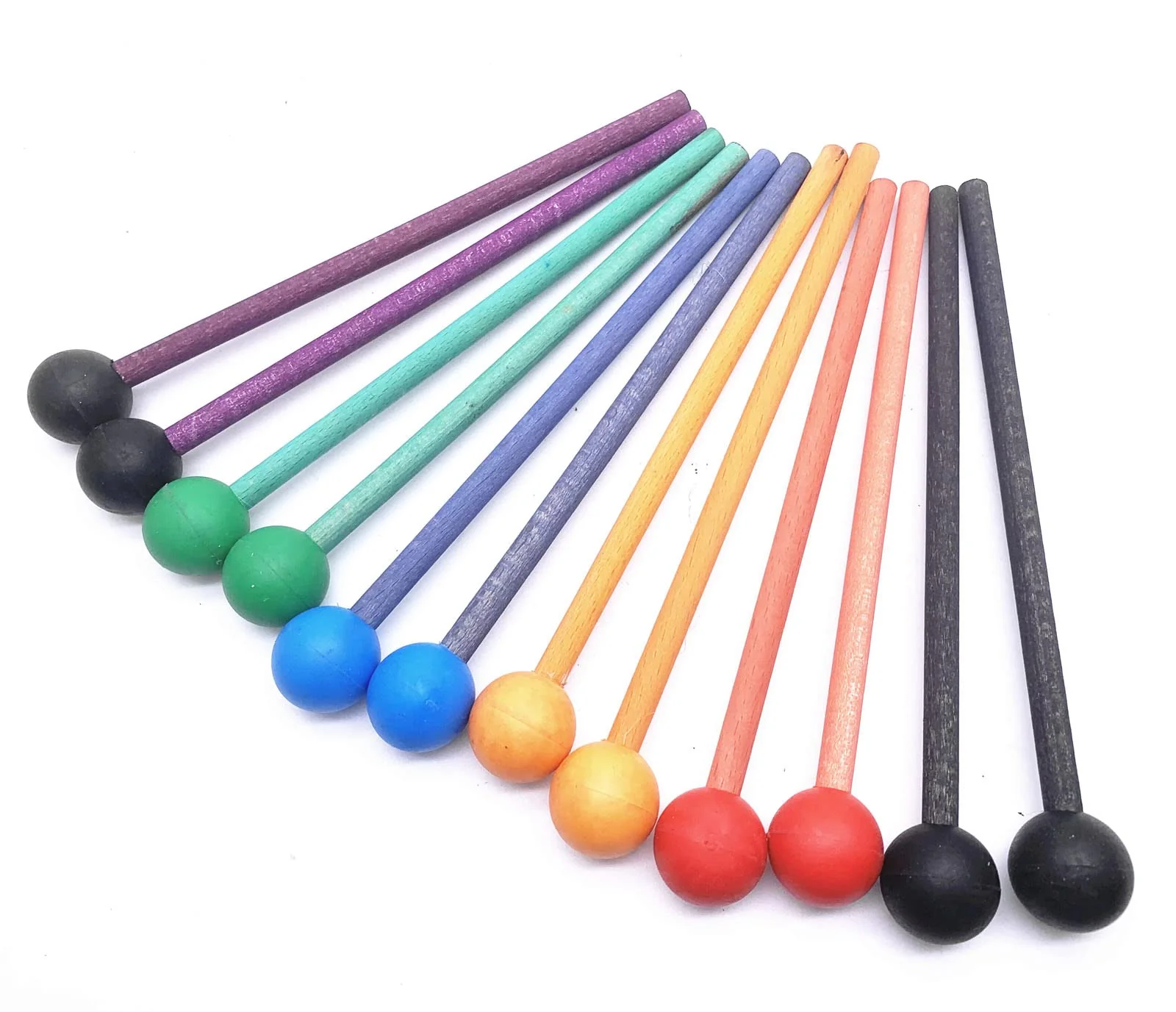 1 Pair 7.5 Inch Long Rubber Xylophone Mallets Tongue Drum Mallets Percussion Sticks Hammer with Wooden Handle Music Instrument Accessory (Blue) Blue - Image 4