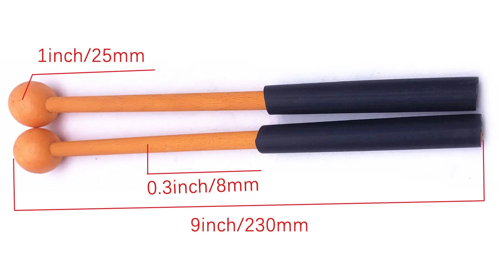 1 Pair 9 Inch Rubber Xylophone Sticks Tongue Drum Mallets Percussion Sticks Hammer for Glockenspiel, Xylophone, Chime, Woodblock, and Bells (Orange) Orange - Image 3