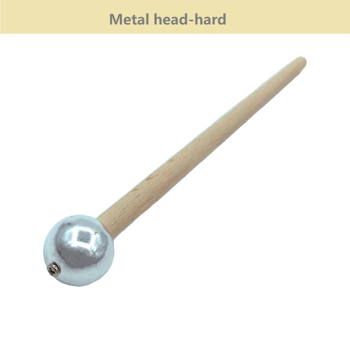 1 Pair Bell Mallets Percussion Round Metal Head Glockenspiel Sticks 16 Inch Xylophone Mallet with Wooden Handle Ethereal Drumstick Percussion Sticks Hammer for Chime Woodblock Long silver round - Image 4