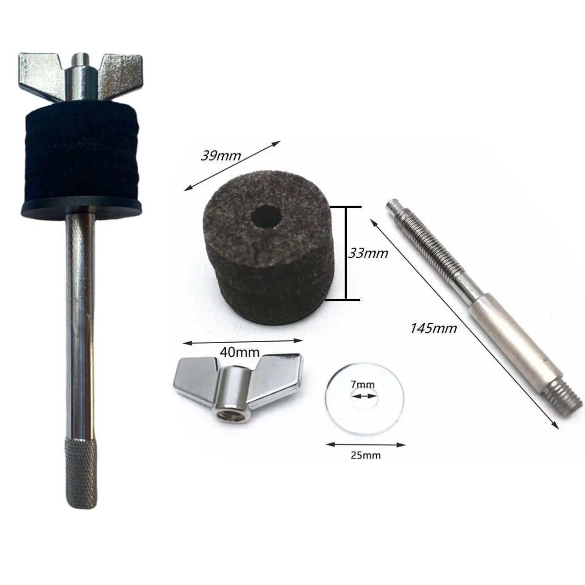 1 Pair Cymbal Stacker, 4 inch and 5.7 inch Cymbal Stacker Mount 8mm Thread Cymbal Stacker Attachment Percussion Instrument Accessories Wing Nut Black A-Long - Image 4