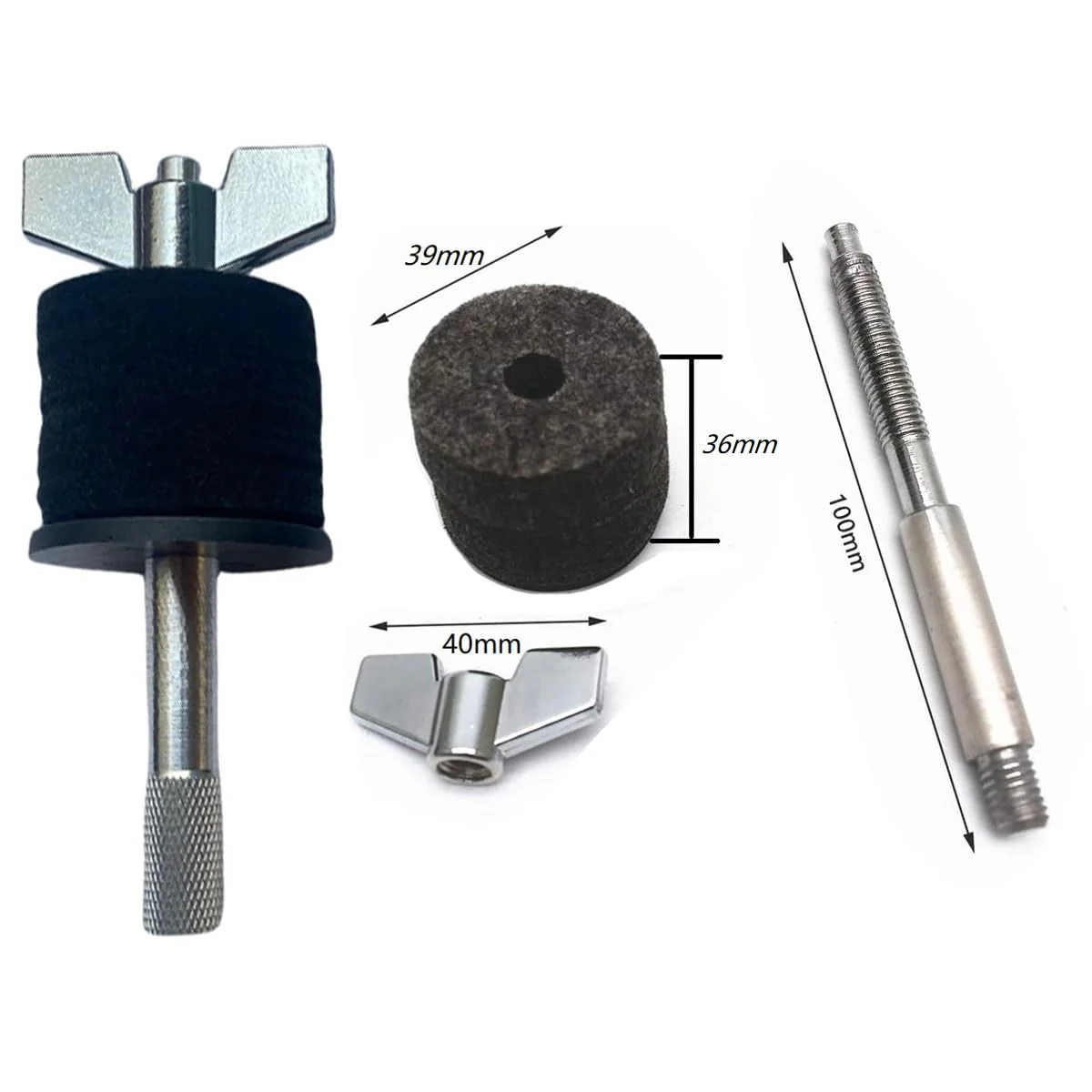1 Pair Cymbal Stacker, 4 inch and 5.7 inch Cymbal Stacker Mount 8mm Thread Cymbal Stacker Attachment Percussion Instrument Accessories Wing Nut Black A-Long - Image 5