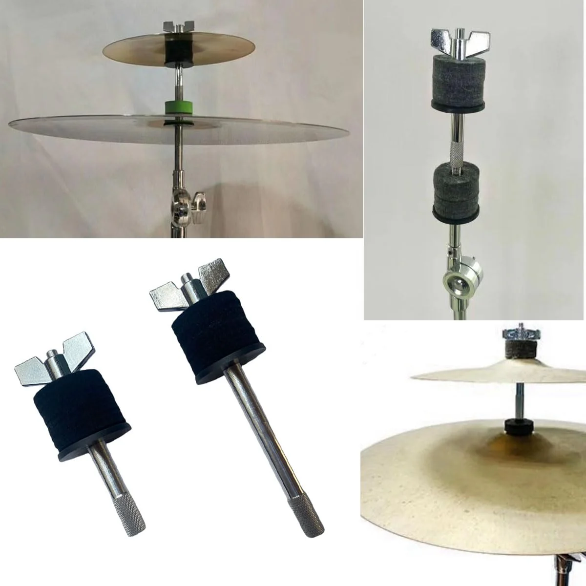 1 Pair Cymbal Stacker, 4 inch and 5.7 inch Cymbal Stacker Mount 8mm Thread Cymbal Stacker Attachment Percussion Instrument Accessories Wing Nut Black A-Long - Image 6