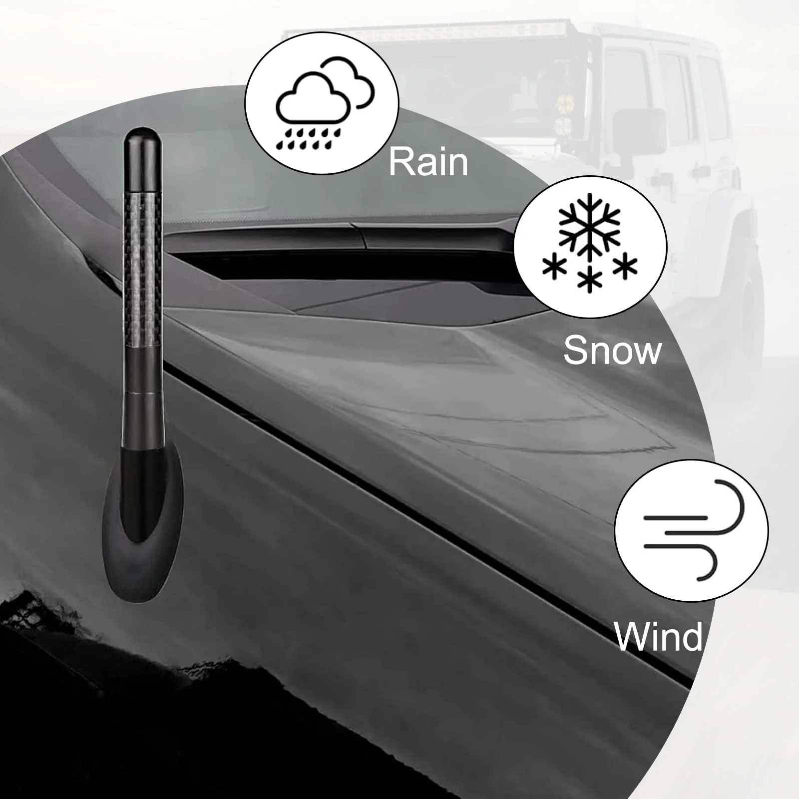 1 PC Car Radio Antenna with Screw, Aerodynamic Design, Waterproof Carbon Fiber Vehicle Signal Receiver, Universal 4.72In Automotive Antenna Replacement (Black #American Flag) Medium Black #American Flag - Image 2