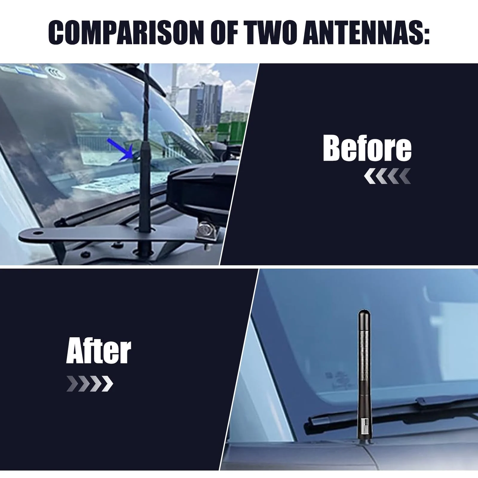 1 PC Car Radio Antenna with Screw, Aerodynamic Design, Waterproof Carbon Fiber Vehicle Signal Receiver, Universal 4.72In Automotive Antenna Replacement (Black #American Flag) Medium Black #American Flag - Image 4
