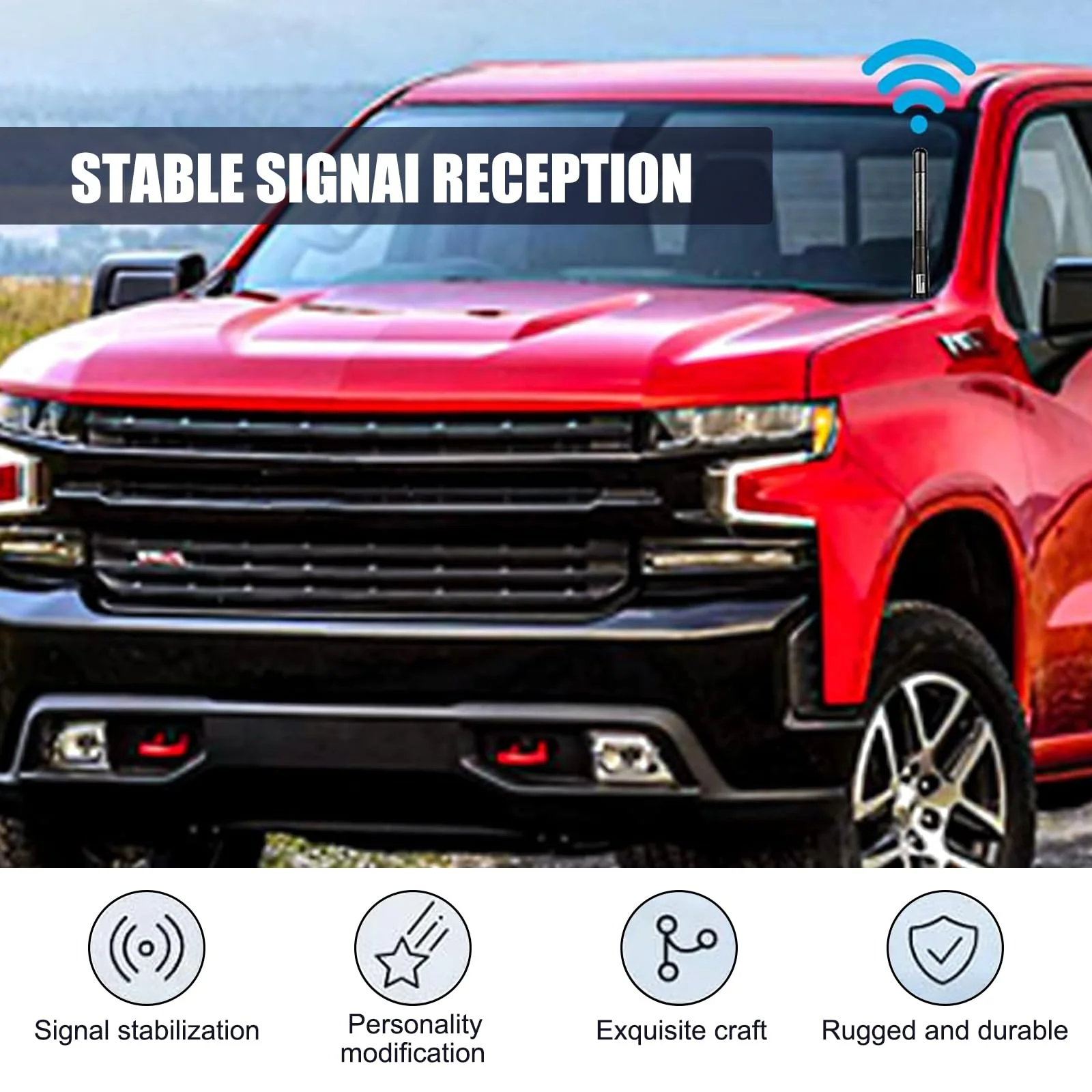 1 PC Car Radio Antenna with Screw, Aerodynamic Design, Waterproof Carbon Fiber Vehicle Signal Receiver, Universal 4.72In Automotive Antenna Replacement (Black #American Flag) Medium Black #American Flag - Image 5