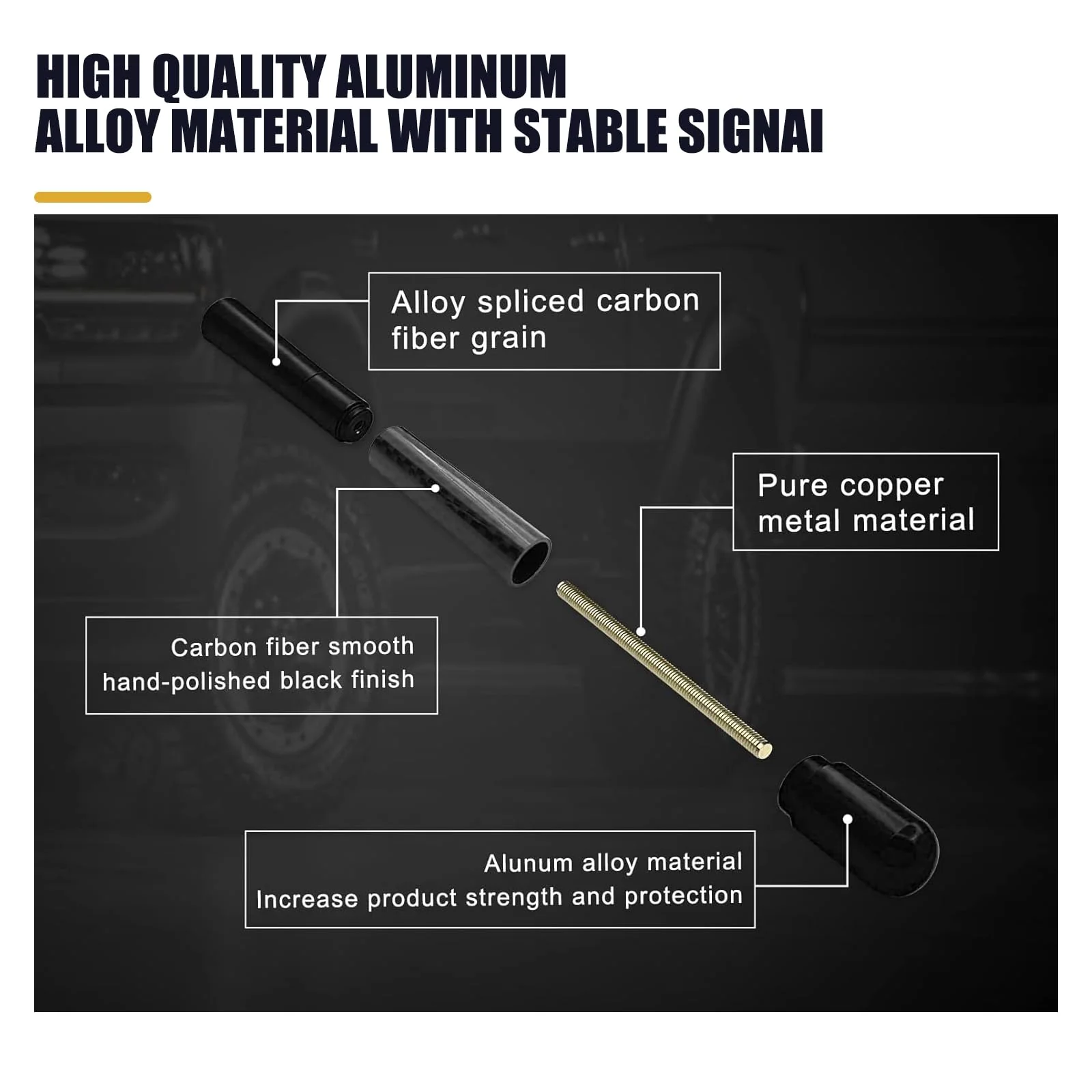 1 PC Car Radio Antenna with Screw, Aerodynamic Design, Waterproof Carbon Fiber Vehicle Signal Receiver, Universal 4.72In Automotive Antenna Replacement (Black #American Flag) Medium Black #American Flag - Image 6